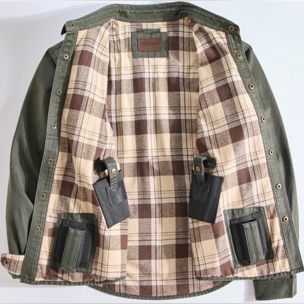 NWT Venado Bountyman Concealed Carry Flannel Shirt Jacket - Olive Green - XL